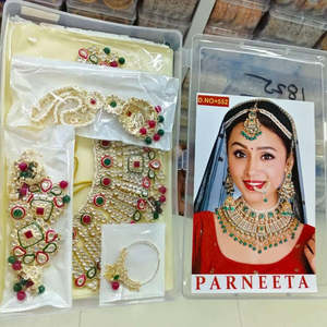 Bridal Set Fine Jewelry Gold Plated with Crystal Stone and Meenakari Elegant <b>Wedding</b> <b>Accessory</b> - Product Image 1