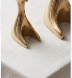 Modern <b>Gold</b> Metal Rabbit Figurines 2 Pcs Abstract Animal Sculpture Tabletop <b>Decor</b> For Home Office <b>Living</b> <b>Room</b> <b>Decor</b> - Product Image 3