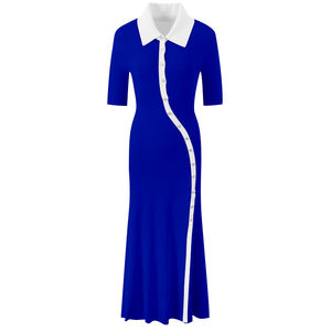 Personalizado Oem Odm Fabricante Mujeres Clásico Polo Cuello De Punto Suéter Vestido De Hermandad De Punto Vestido - Product Image 4