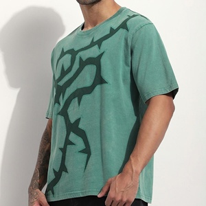 T-shirt en coton pour homme 180 GSM, motif épine délavé à l'acide, coupe oversize, manches courtes, style streetwear, fabricant de vêtements - Product Image 2