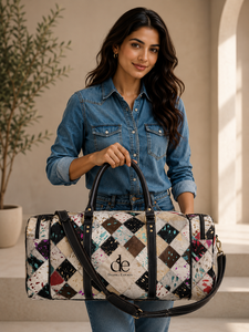 New Arrival Real Metallic <b>Leather</b> Luggage <b>Bags</b> Checks Design Handmade <b>Bag</b> Unisex Travel <b>Bag</b> Multi Uses Big Size Duffel <b>Bag</b> - Product Image 6