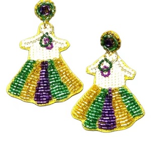 Boucles d'oreilles pendantes en perles de riz en forme de cœur, style bohème, tissées à la main, tendance, nouveauté, arc-en-ciel, pour mariage, par CRYSTAL CRAFT - Product Image 3
