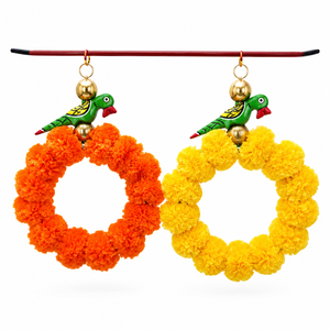New arrival Round Marigold Garlands With Parrot Design Work Hangings for Diwali, Wedding Haldi, Mehendi Decor Garlands - Product Image 3
