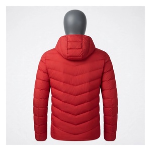 Chaqueta acolchada con capucha para hombre, roja, cálida para invierno, con cierre de cremallera, resistente al agua, informal, tipo burbuja. - Product Image 2