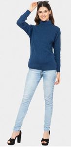 Suéter de punto moderno de cuello alto y estilo oversize, elegante suéter de punto trenzado con cuello alto a precio mayorista por exportador - Product Image 5