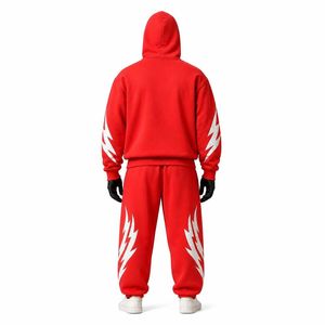 Conjunto de Chándal Personalizado con Diseño de Rayo para Hombre, 2 Piezas, Sudadera con Capucha y Pantalones Deportivos, Ropa Urbana, Venta al Por Mayor de Fábrica OEM - Product Image 4