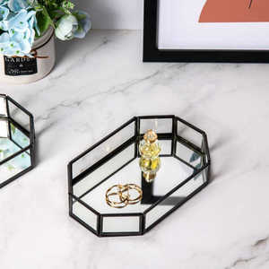 High Selling <b>Gold</b> Plated Geometric Decorative Trays Set Rectangle Hexagon Minimalist Design Multi-piece Package - Product Image 6