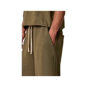 Pantalon en denim vert olive pour homme, coupe droite, taille basse, style décontracté avec poches, ODM - Product Image 5