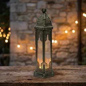 <b>Moroccan</b> Style Metal Hexagon Lantern Home <b>Decoration</b> Durable Outdoor Indoor Use - Product Image 5