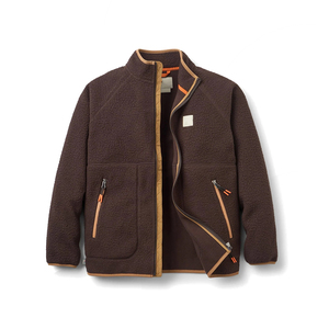 Pakistan Manufacturer <b>Thick</b> Zipper Warm Up Sherpa <b>Jacket</b> Brown Color Side Zipper Pocket Sherpa <b>Jacket</b> For Cold Weather - Product Image 1