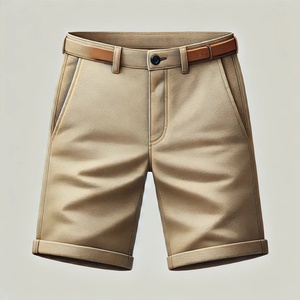 SHH INDUSTRIES Men's Yellow Cotton Denim <b>Shorts</b> Mid Waist Casual Summer Straight Leg Breathable Woven Eco-Friendly Button <b>Belt</b> - Product Image 3