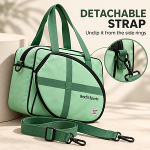 Sac de raquette de squash personnalisé Rexfit Sports avec poche avant incurvée zippée, deux poignées de transport et bandoulière réglable pour le sport - Product Image 2