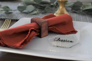 <b>Hand</b> Crafted Square Wood Napkin <b>Holders</b>, Napkin <b>Rings</b>, Wooden Napkin <b>Holder</b>, Napkin Cuffs, Rustic Napkin <b>Rings</b>, Natural Napkin - Product Image 3