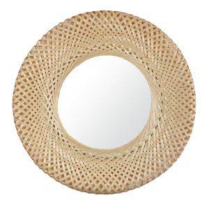 Glovimex Top New Design Bohemian Eco-Friendly Bamboo Rattan Wall Salon <b>Mirror</b> <b>Small</b> Customize Size Color Makeup <b>Vanity</b> <b>Mirror</b> - Product Image 1