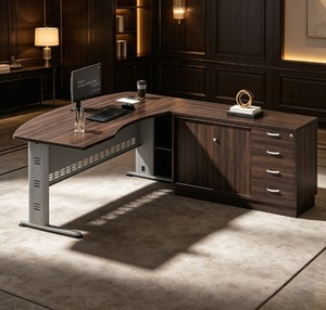 Bureau de direction moderne et contemporain V-QMB en bois en forme de L de 6 pieds avec armoire de rangement, mobilier de bureau commercial, autoportant, à monter soi-même - Product Image 4
