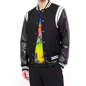 Nouvelle Veste Universitaire Noire Personnalisée 2026 avec Manches en Cuir, Boutons-Pression et Logo Brodé - Product Image 6