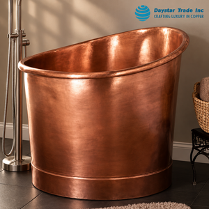 Baignoire autoportante Daystar Trade en cuivre, forme ovale, de luxe, artisanale, durable, pour adultes, usage domestique, sans couvercle - Product Image 1