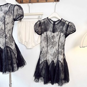 Robe mini élégante vintage à fleurs en dentelle, coupe trapèze, manches courtes, avec soutien-gorge intégré, pour femme, tenue décontractée ou de soirée, 100 % polyester - Product Image 3