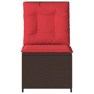 Sofá de Jardín de Ratán Sintético Marrón y Rojo con Cojín, Muebles Elegantes para Exteriores - Product Image 4