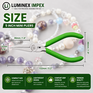 LUMINEX IMPEX LUB=113 <b>Long</b> <b>Nose</b> Stainless Steel Lightweight Smooth Work Jewelry Making Polishing Pliers - Product Image 5