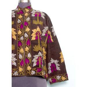 Chaqueta de algodón cotrize hecha a mano, ecológica, de estilo playero, para invierno, informal, para mujer, con cierre de botones y bordado floral. - Product Image 3