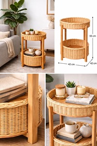 Estante de Almacenamiento de Ratán, Objeto Decorativo Ideal para Baño, Cocina, Dormitorio y Organización del Hogar con Estilo Natural Decorativo - Product Image 6