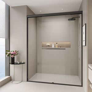 56-60 Pulgadas Ancho x 72 pulgadas Puerta de Ducha Corredera Doble H, Semi-Sin Marco, con Vidrio Templado de 1/4'' (6mm), Accesorio para Baño - Product Image 1