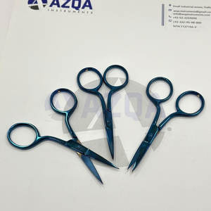 Ciseaux à broder de couleur bleue avec poignée en acier inoxydable de qualité industrielle Outil de coupe à bords lisses dentelés pour papier et tissu - Product Image 3