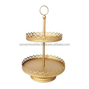 Decoración para Mesa de Postres de Boda, Soporte para Pastel de Dos Niveles de Aluminio Fundido con Forma de Pájaro y Ramas Florales, Reutilizable y de Alta Calidad, Azora - Product Image 4