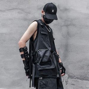 Cyber <b>Black</b> Techwear <b>Vest</b> Cargo Pockets Japanese Anime Cyberpunk Coat Top Quality Techwear <b>Vest</b> Custom <b>Vest</b> for Men - Product Image 4