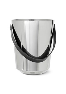 Stainless Steel Ice <b>Bucket</b> with <b>Black</b> Leather Handle - Product Image 3
