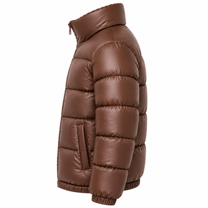 Doudoune unisexe violette à col montant, coupe droite, coupe-vent, avec fermeture éclair, en duvet et polyester, pour l'hiver - Product Image 4