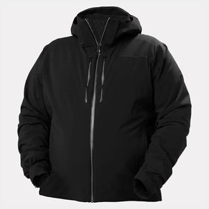 Chaqueta de Plumón con Capucha para Hombre, Negra, Impermeable, con Forro Polar Gore-Tex, para Invierno, Corte Regular, Cierre de Cremallera, Color Sólido - Product Image 4