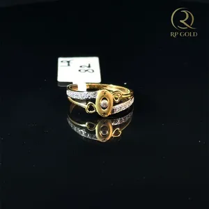 Elegant gold diamond <b>ring</b> unique <b>open</b> band heart design sparkling stone modern jewelry for women stylish gift daily wear - Product Image 1