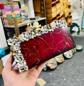 Wholesale Octagon Marble Resin Storage <b>Clutch</b> <b>Bag</b> Custom Gold Floral Pearl Embellished Evening Purse Bride Wedding Party Handbag - Product Image 2