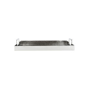 Plateau de service rectangulaire en métal avec surface texturée, design minimaliste poli, vaisselle durable pour les fêtes et les buffets - Product Image 2