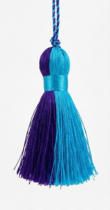 Ornement suspendu décoratif bohème à pompons, en tissu violet et bleu, forme ronde, pour décoration intérieure, pièce de rechange pour le salon - Product Image 3