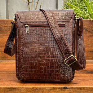 Custom Crocodile Pattern Genuine Leather Satchels Handbag Crossbody Shoulder <b>Bags</b> <b>for</b> <b>Men</b> Vintage Small Messenger Sling <b>Bags</b> - Product Image 5