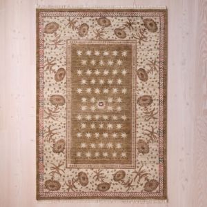 Hand Knotted Persian Floral Low Pile Anti-Slip Washable Eco-Friendly PET Friendly Home Rug Classic Oushak Design Brown Afgan - Product Image 2