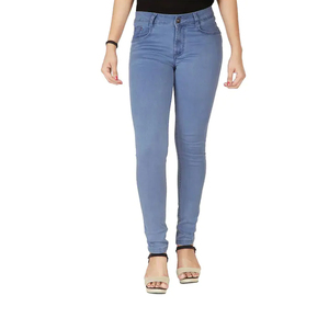 Wholesale High Quality Mid Waist Plus Size Breathable Denim Jeans Pencil Pants <b>Women</b> Fashion Full Length Casual Streetwear - Product Image 1