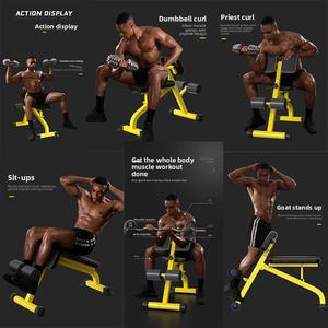 Chaise romaine multifonctionnelle pour extensions dorsales, équipement de fitness à domicile, banc réglable et pliable pour sit-ups et curls avec haltères - Product Image 4