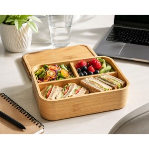 กล่องข้าวไม้ไผ่แบบมีฉากกั้นถอดออกได้ ขายส่ง - กล่องเก็บอาหารรักษ์โลก - Product Image 3