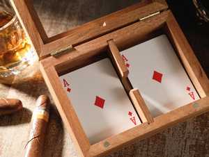 Handcrafted <b>Wooden</b> Poker Card Storage <b>Box</b> <b>with</b> Glass <b>Lid</b> Double Deck Holder Card Display <b>Box</b> Display Rack Card Storage <b>Box</b> - Product Image 2