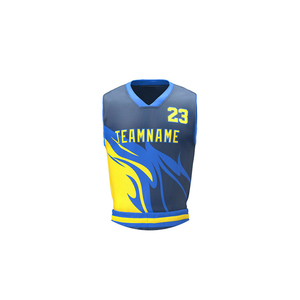 Maillot de basket-ball personnalisé sublimé, nom de l'équipe 23, col en V, sans manches, polyester respirant, coupe athlétique unisexe pour adultes - Product Image 1