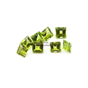 Peridoto natural de corte cuadrado, piedras preciosas sueltas de 7 mm, peridoto verde facetado para la fabricación de joyas, piedra de peridoto genuina calibrada - Product Image 6