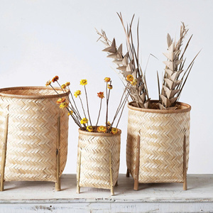 Cesta de Bambú Tejida de Alta Calidad para Plantas, Decoración del Hogar, Artesanía, Decoración Rústica de Bambú para el Hogar - Product Image 2