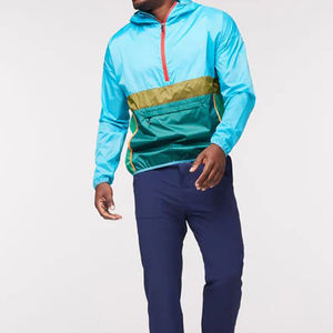 <b>Men</b> Hooded Color Blocking Windproof <b>Jacket</b> Quarter <b>Zip</b> Sporty Spring Outerwear Regular Fit Polyester Lightweight - Product Image 2