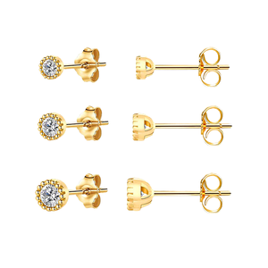 Pendientes de Plata de Ley 925 con Circonita, Minimalistas, para Mujer, 2mm 3mm, con Baño de Oro, Certificados por GIA, en Promoción - Product Image 2