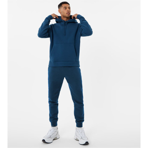 Conjunto Deportivo Azul Sólido para Hombre al por Mayor, Sudadera con Capucha y Pantalones Deportivos de Algodón con Cintura Elástica para Uso Casual de Otoño - Product Image 3