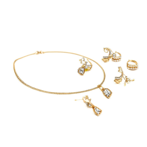 Antique Gold Plated Zircon Designer Ganesha Earring Set in Steel - Product Image 2